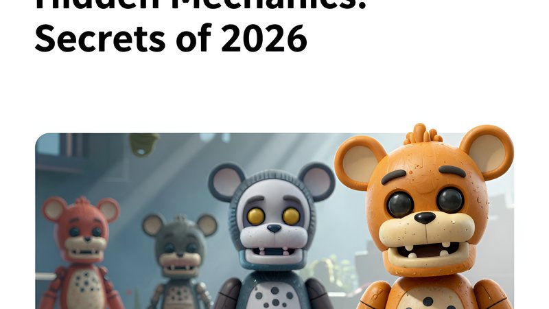 Иллюстрация в современном стиле с персонажами FNAF World для статьи о скрытых механиках игры